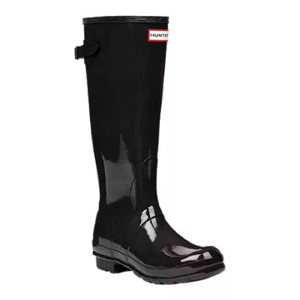 Tall Calf-Adjustable Gloss Black Hunter Boots
